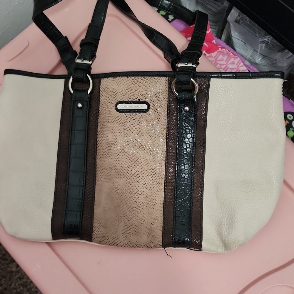 Dana Buchman Cream and Brown Shoulder Bag